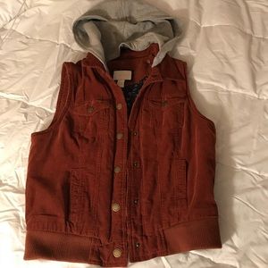 Corduroy hooded vest
